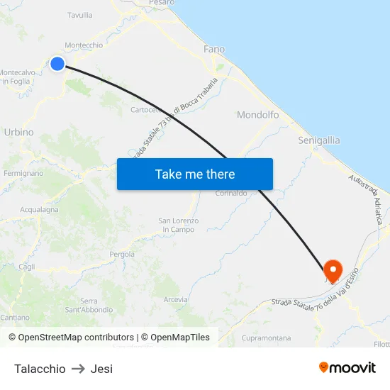 Talacchio to Jesi map