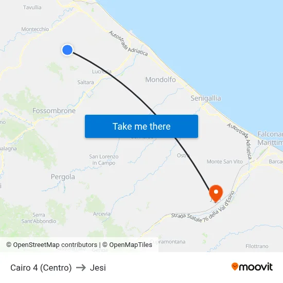 Cairo 4 (Centro) to Jesi map