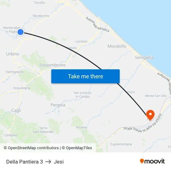Della Pantiera 3 to Jesi map