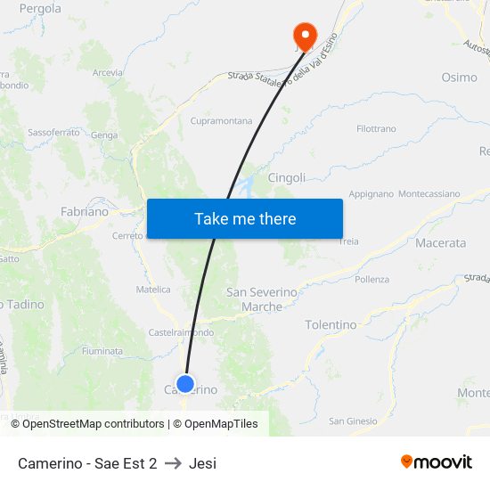 Camerino - Sae Est 2 to Jesi map