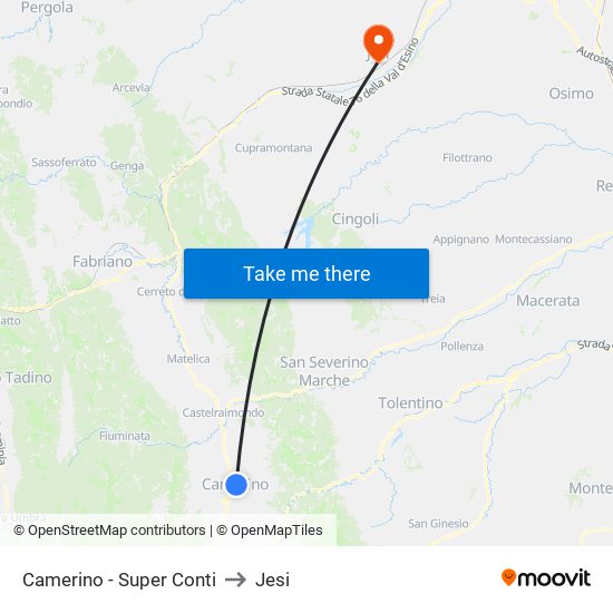 Camerino - Super Conti to Jesi map