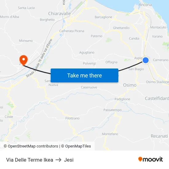 Terme Street Ikea to Jesi map