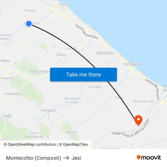 Montecchio (Composit) to Jesi map
