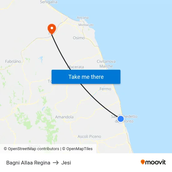 Bagni Allaa Regina to Jesi map