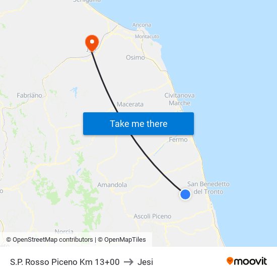 S.P. Rosso Piceno Km 13+00 to Jesi map
