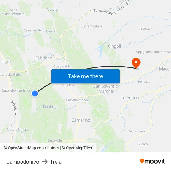 Campodonico to Treia map