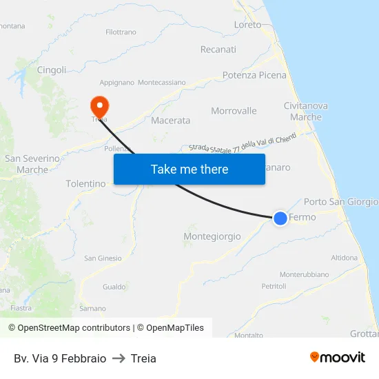 Bv. Via 9 Febbraio to Treia map