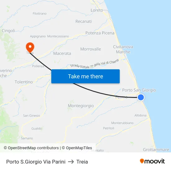 Porto S.Giorgio Via Parini to Treia map