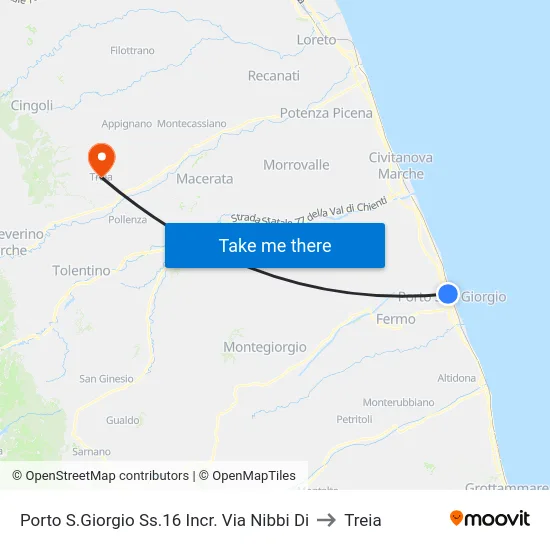 Porto S.Giorgio Ss.16 Incr. Via Nibbi Di to Treia map