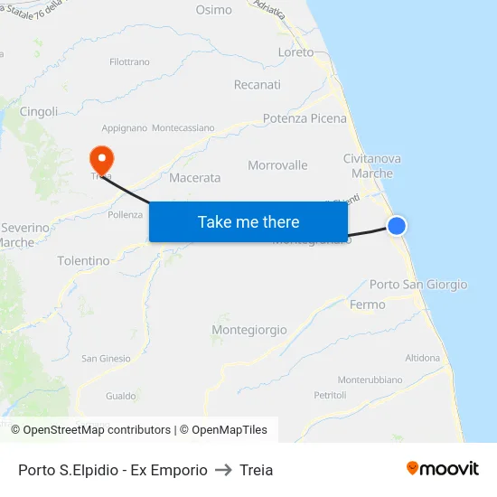 Porto S.Elpidio - Ex Emporio to Treia map