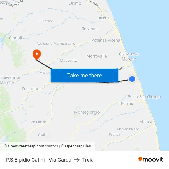 P.S.Elpidio Catini - Via Garda to Treia map