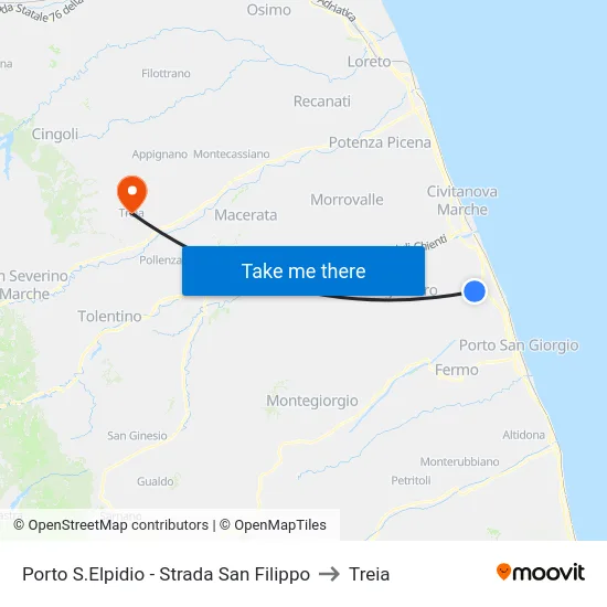 Porto S.Elpidio - Strada San Filippo to Treia map