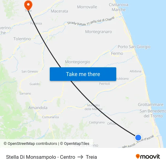 Stella Di Monsampolo - Centro to Treia map