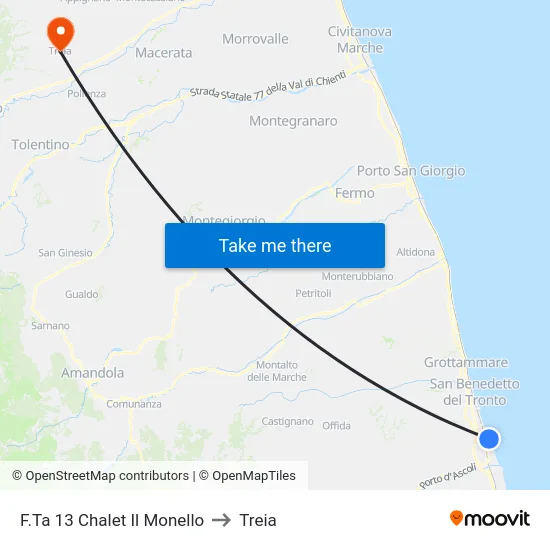 F.Ta 13 Chalet Il Monello to Treia map