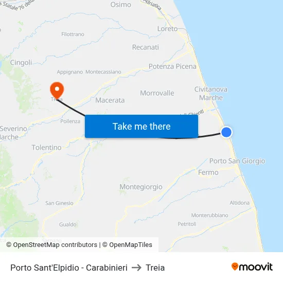 Porto Sant'Elpidio - Carabinieri to Treia map