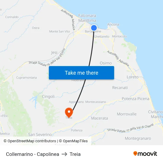 Collemarino - Capolinea to Treia map