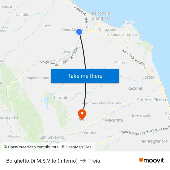 Borghetto Di M.S.Vito (Interno) to Treia map