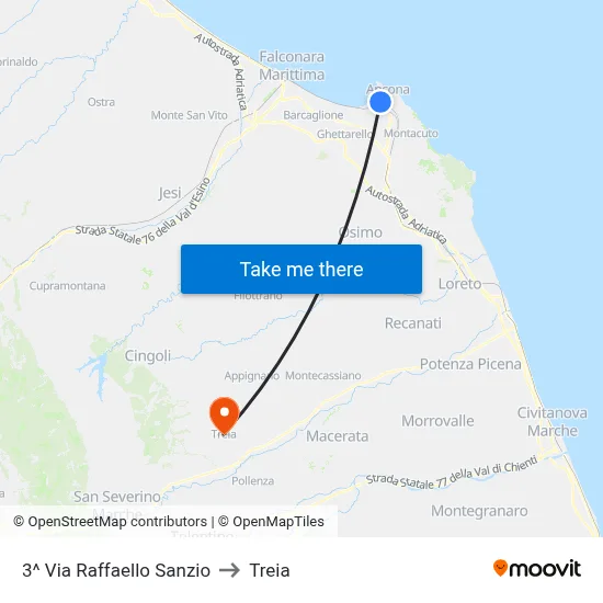 3rd Raffaello Sanzio Street to Treia map