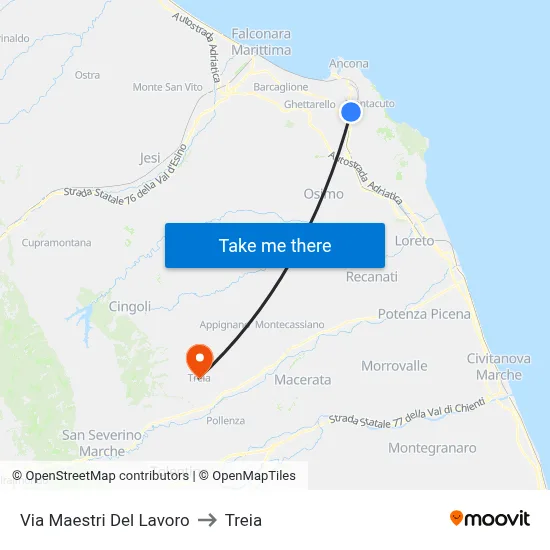 Masters of Labor Street to Treia map