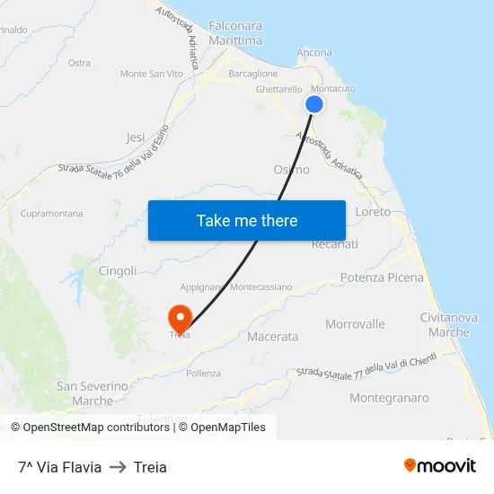 7^ Via Flavia to Treia map