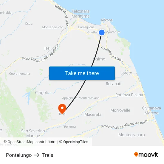 Pontelungo to Treia map