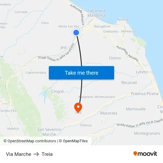 Via Marche to Treia map