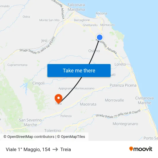 1st May Avenue, 154 to Treia map