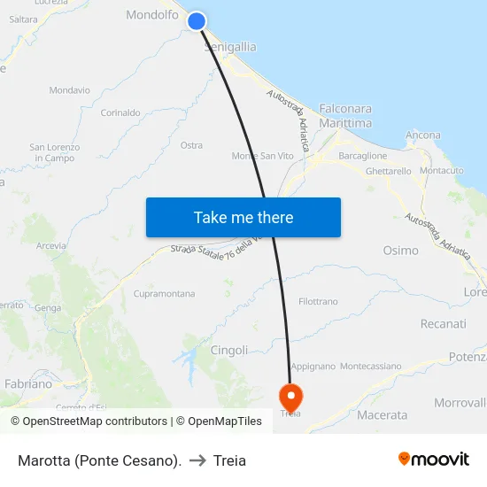 Marotta (Ponte Cesano). to Treia map