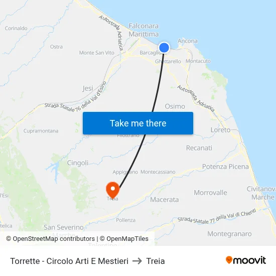 Torrette - Arts And Crafts Circle to Treia map