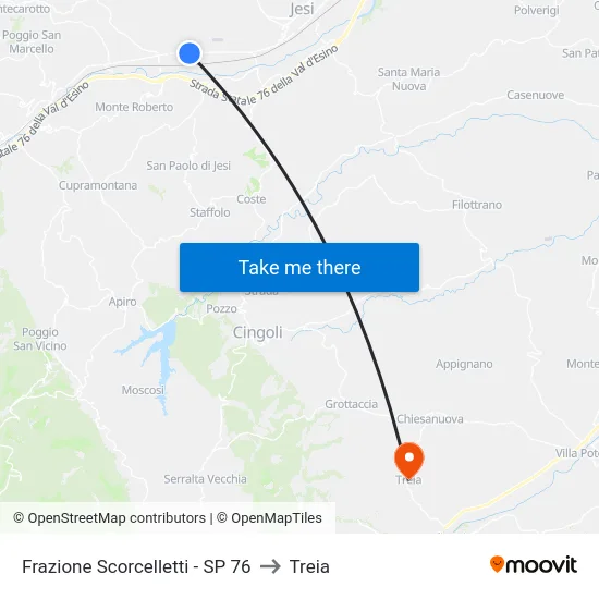Frazione Scorcelletti - SP 76 to Treia map