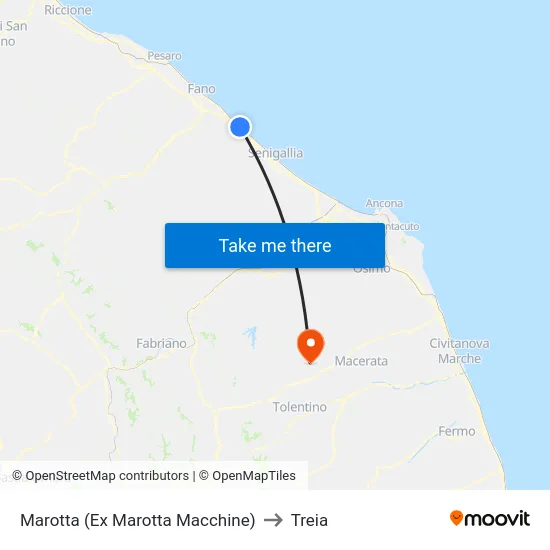 Marotta (Ex Marotta Macchine) to Treia map