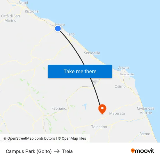 Campus Park (Goito) to Treia map