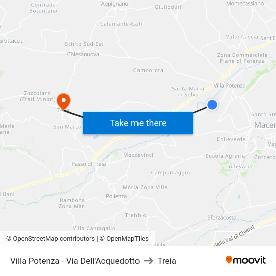 Villa Potenza - Via Dell'Acquedotto to Treia map