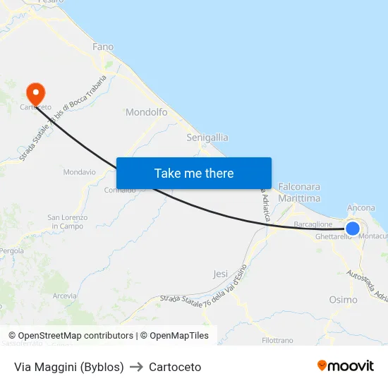 Maggini Street (Byblos) to Cartoceto map