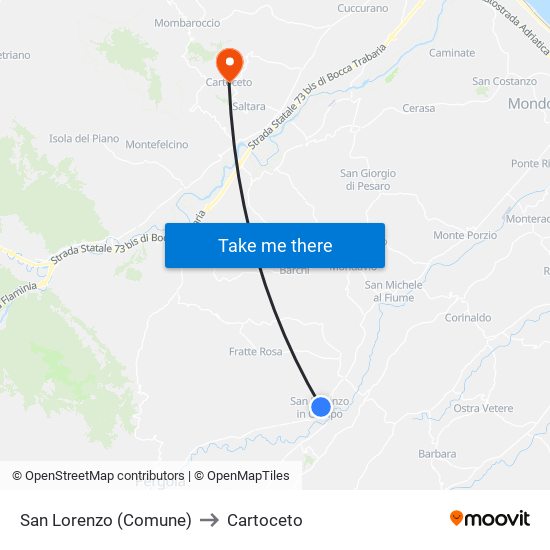 San Lorenzo (Comune) to Cartoceto map