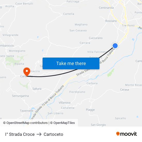 I° Strada Croce to Cartoceto map