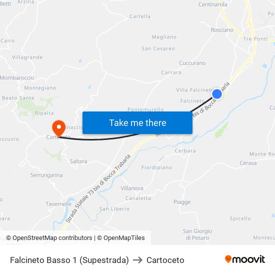 Falcineto Basso 1 (Supestrada) to Cartoceto map