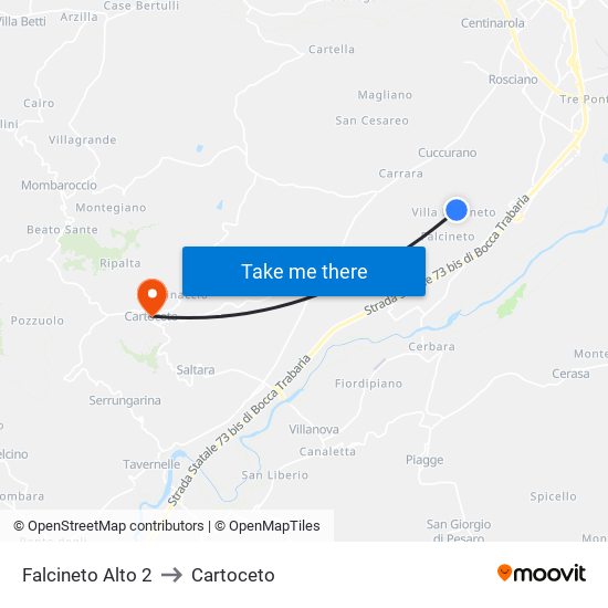 Falcineto Alto  2 to Cartoceto map