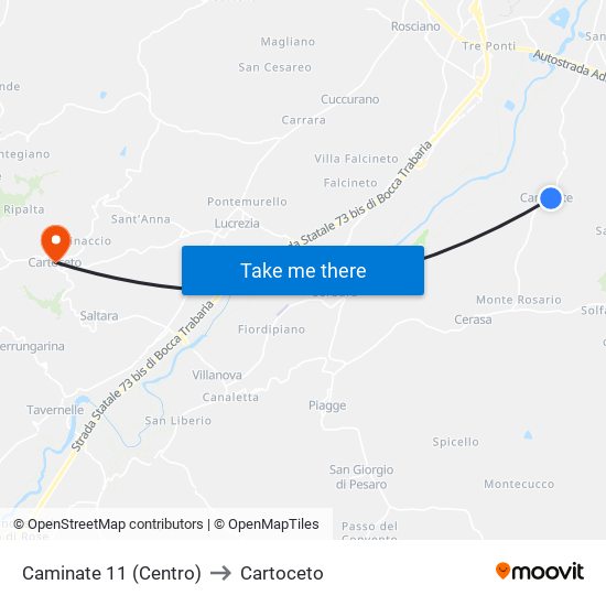 Caminate 11 (Centro) to Cartoceto map