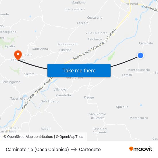 Caminate 15 (Casa Colonica) to Cartoceto map