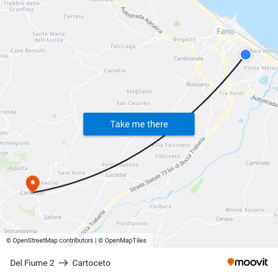 Del Fiume 2 to Cartoceto map