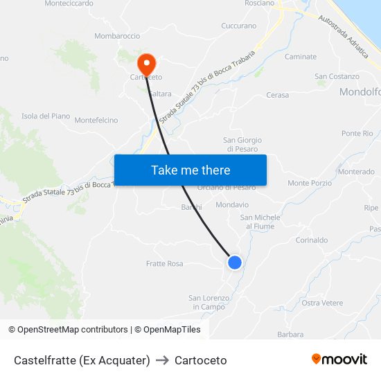 Castelfratte (Ex Acquater) to Cartoceto map