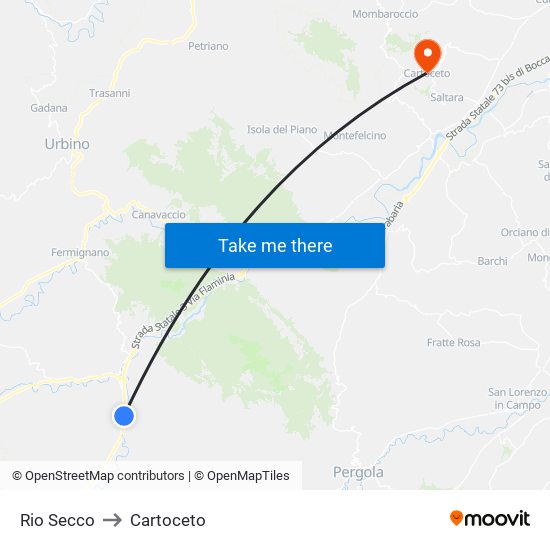 Rio Secco to Cartoceto map