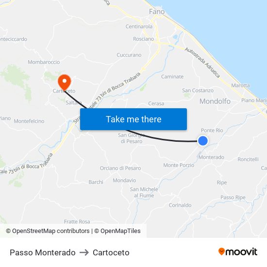 Passo Monterado to Cartoceto map