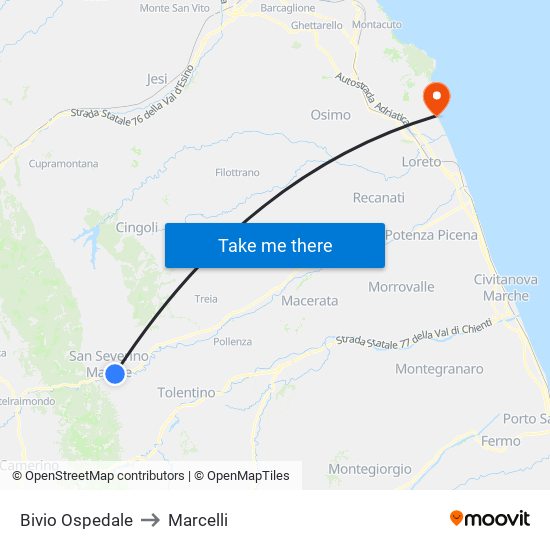 Bivio Ospedale to Marcelli map
