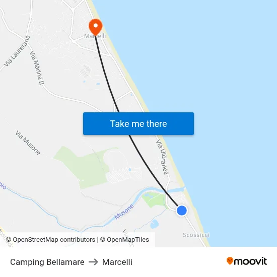 Bellamare Camping to Marcelli map