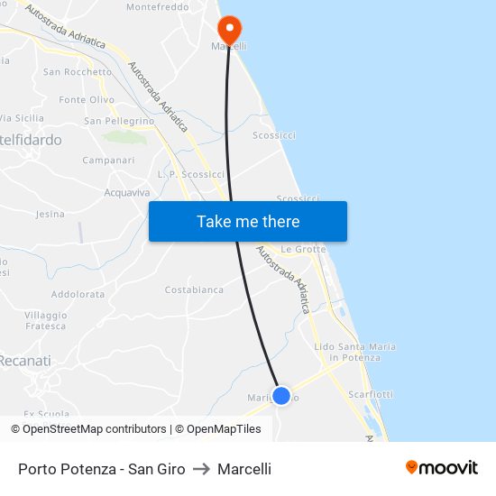Porto Potenza - San Giro to Marcelli map