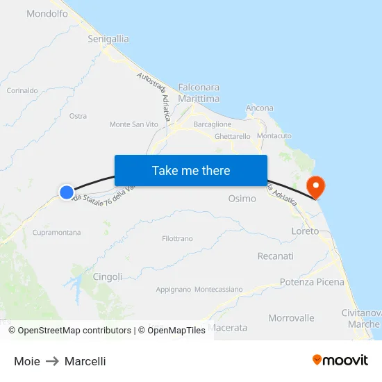 Moie to Marcelli map