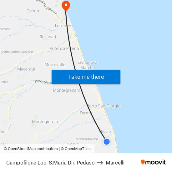 Campofilone Loc. S.Maria Dir. Pedaso to Marcelli map