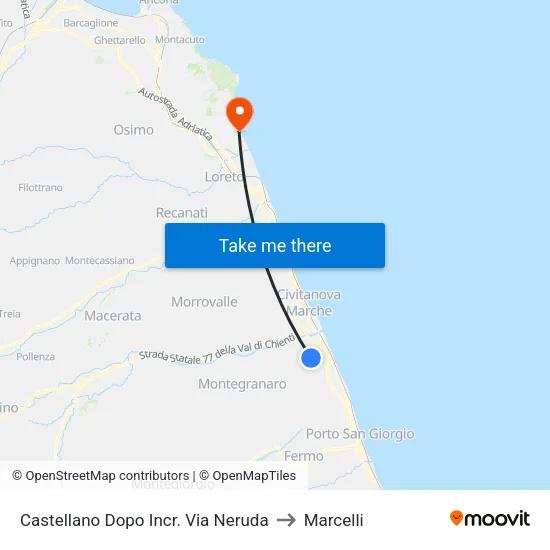 Castellano After Neruda Street Junction to Marcelli map